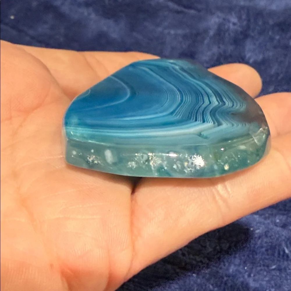 Blue Banded Agate Pendant Slice - Picture 2 of 6